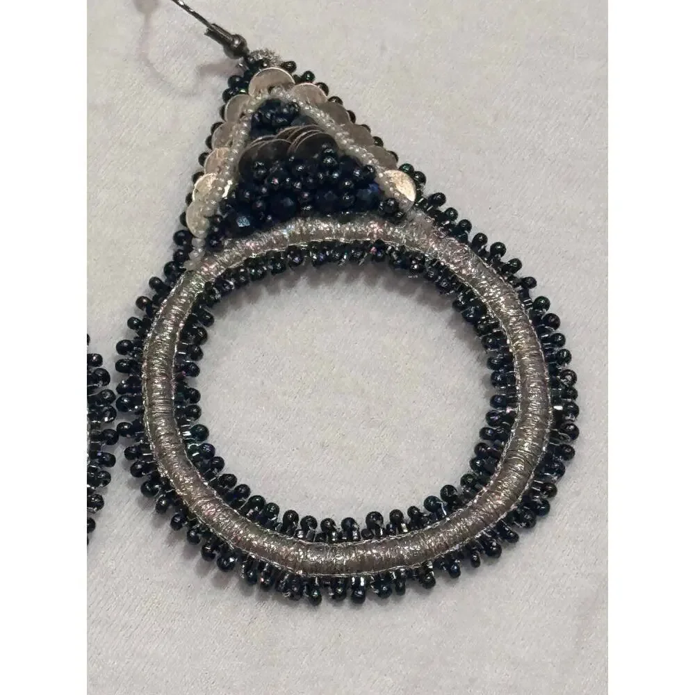 Lori Weitzner Luna Statement Earrings Midnight Drop Circular Artisan Boho